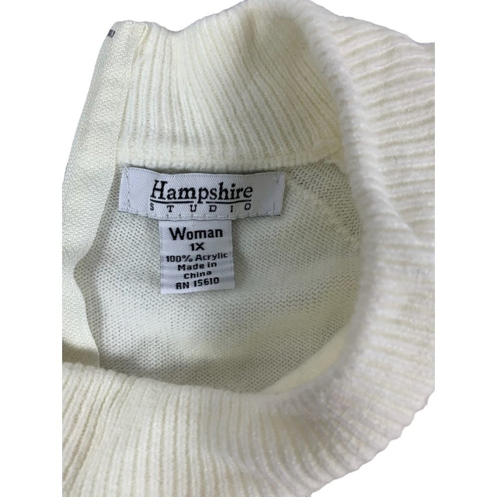 Hampshire Studio Women's Cream Mock Neck Top - Picture 3 of 5